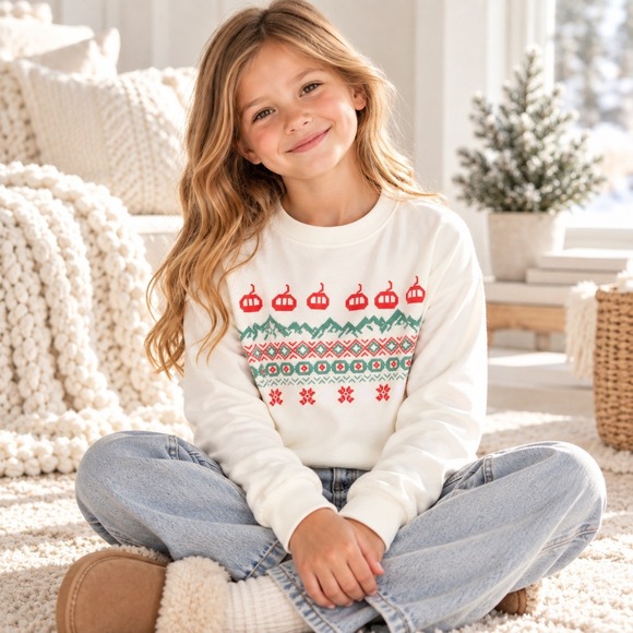 Wondershop at Target Other - Wondershop Kids XS 4/5 Ski Gondola Fair Isle Christmas Sweatshirt Cream Red
